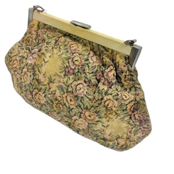 Vintage Handbags - Vintage granny style carpet tapestry floral print purse bag